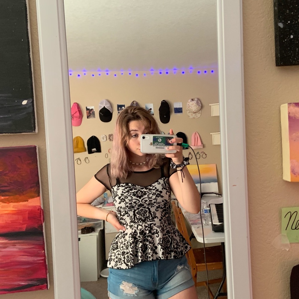 Black & white peplum shirt